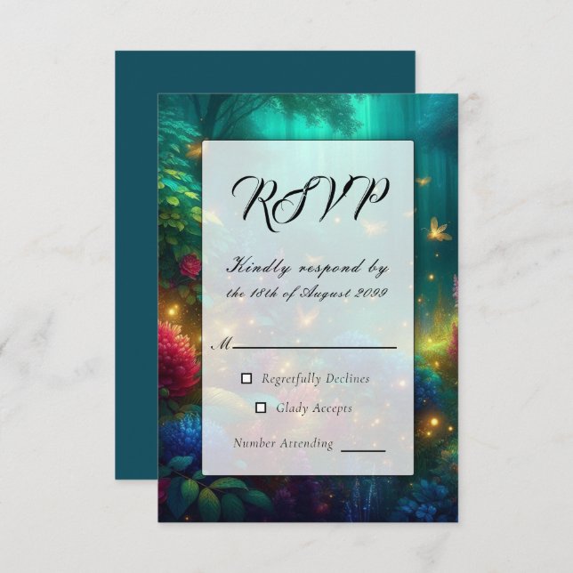 Enchanted Forest of Radiant Jewels RSVP Card (Front/Back)