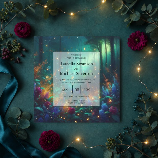 Enchanted Forest of Radiant Jewels Wedding Invitation (Creator Uploaded)