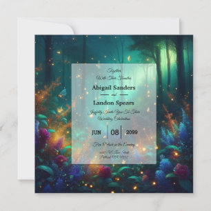 Enchanted Forest of Radiant Jewels Wedding Invitation