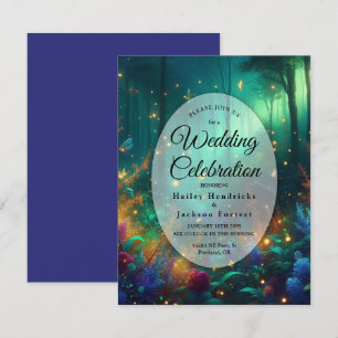 Enchanted Forest of Radiant Jewels Wedding Invitation