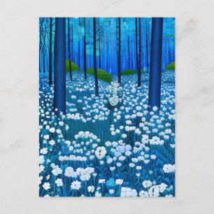 Enchanted Forest of White Wildflowers Postcard