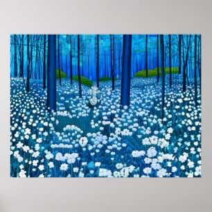 Enchanted Forest of White Wildflowers Poster