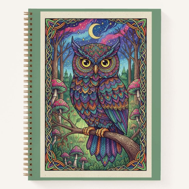 Enchanted Forest Owl Moon Zentangle Journal (Devant)