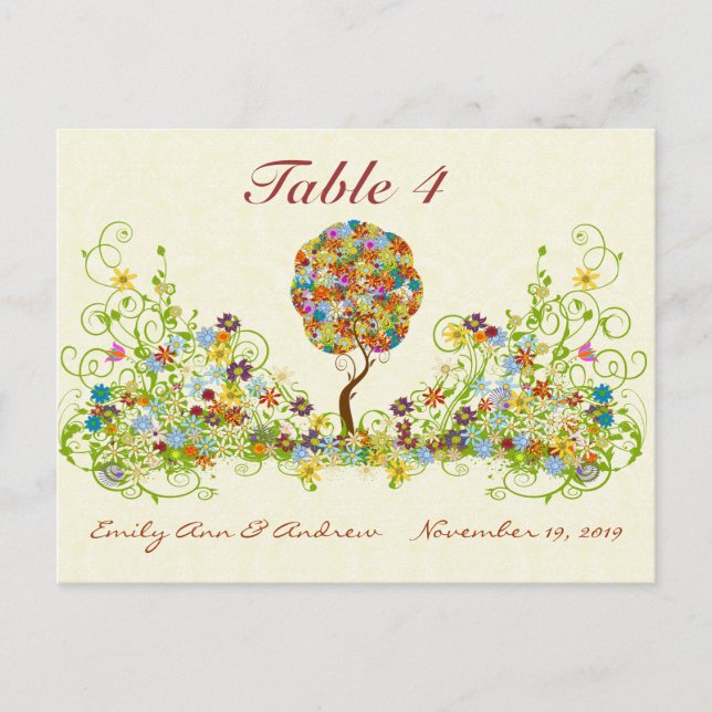 Enchanted Forest Patchwork Fairytale Table Number  Postcard (Front)