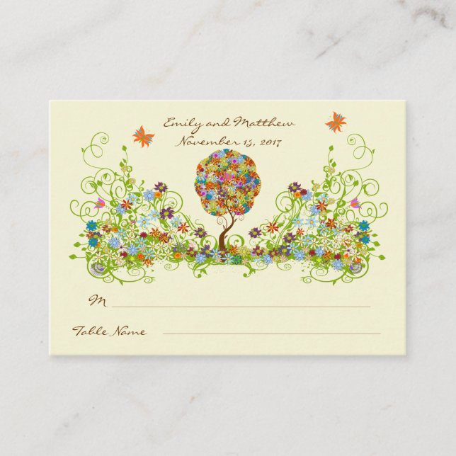 Enchanted Forest Patchwork Floral Fairy Tale Tree Enclosure Card (Front)