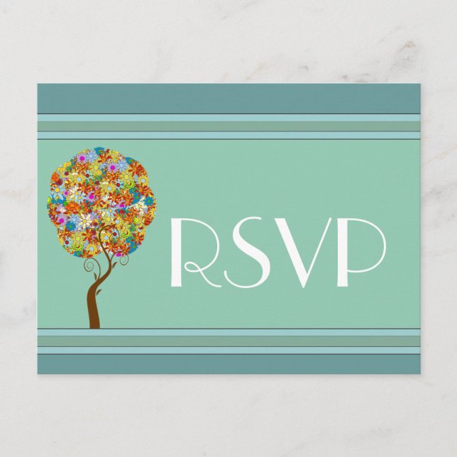Enchanted Forest Patchwork Floral Fairy Tale Tree Invitation Postcard (Front)