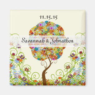 Enchanted Forest Patchwork Floral Fairy Tale Tree Magnet