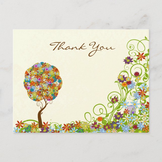 Enchanted Forest Patchwork Floral Fairy Tale Tree Postcard (Front)