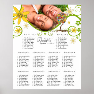 Enchanted Forest Patchwork Floral Fairy Tale Tree Poster