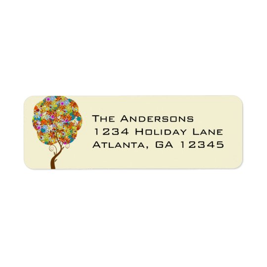 Enchanted Forest Patchwork Floral Fairy Tale Tree Return Address Label
