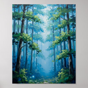 Enchanted Forest Path: A Luminescent Oil Painting Poster