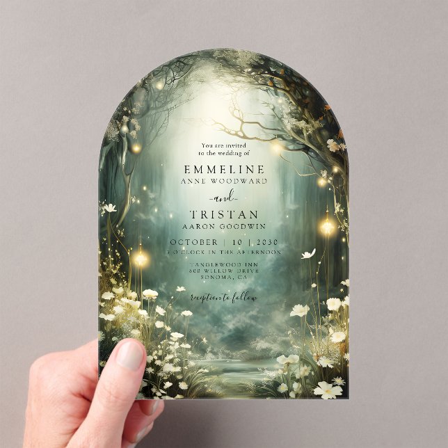 Enchanted Forest Path Flowers Wedding Arch Acrylic Invitations (Insitu (Handheld))