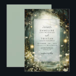 Enchanted Forest Path Of Flowers Green Wedding Invitation<br><div class="desc">Ethereal forest path of flowers and trees are featured in this magical enchanted sage green wedding invitation style,  with glowing lights. Order in print,  as a digital download or both. Create an ethereal themed invite for your special day.</div>