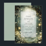 Enchanted Forest Path Of Flowers Green Wedding Invitation<br><div class="desc">Ethereal forest path of flowers and trees are featured in this magical enchanted sage green wedding invitation style,  with glowing lights. Order in print,  as a digital download or both. Create an ethereal themed invite for your special day.</div>