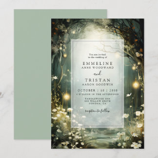 Enchanted Forest Path Of Flowers Green Wedding Invitation