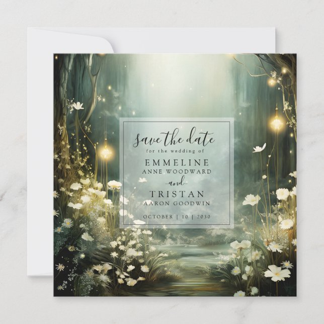 Enchanted Forest Path Of Flowers Save The Date (Front)