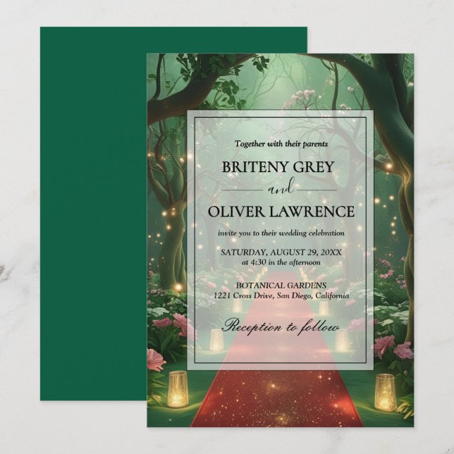 Enchanted Forest Path of Magical flower wedding    Invitation (Front/Back)