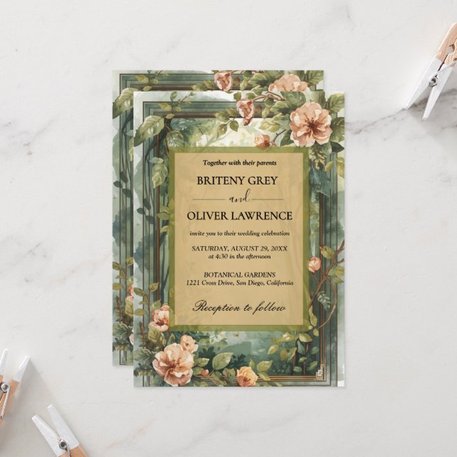 Enchanted Forest Path of Magical flower wedding    Invitation (Front/Back In Situ)