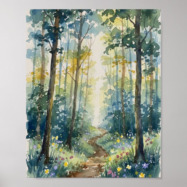Enchanted Forest Path Watercolor Print - Original  (Front)