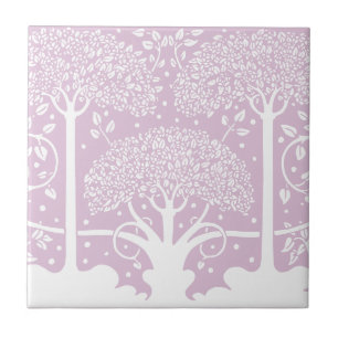 Enchanted Forest Pink Fairytale Trees Tile