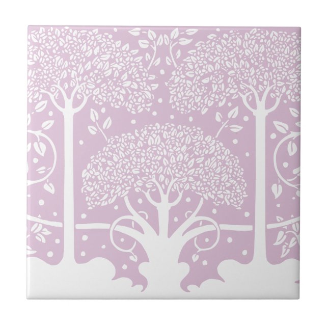Enchanted Forest Pink Fairytale Trees Tile (Front)