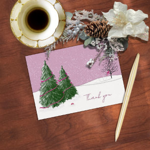 Enchanted Forest Pink  Thank You Card