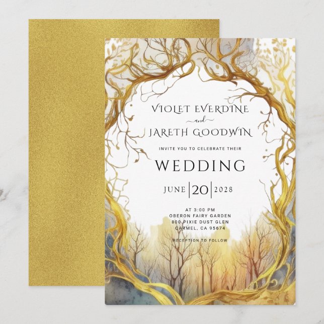 Enchanted Forest Portal Wedding Invitation (Front/Back)