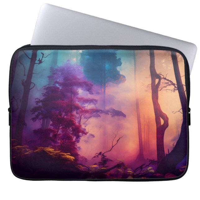 Enchanted Forest Purple and Blue Laptop Case (Front)