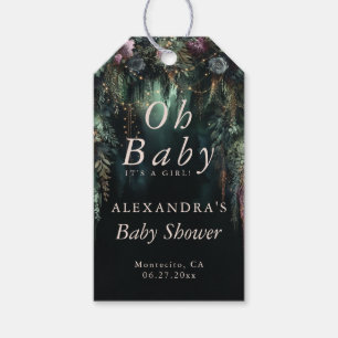 Enchanted Forest Purple Roses Woodland Baby Shower Gift Tags