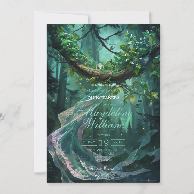Enchanted Forest Quinceañera Invitation (Front)