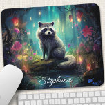 Enchanted Forest Raccoon Personalized Mouse Pad<br><div class="desc">Bring a touch of woodland charm to your workspace with this personalized mouse pad featuring an adorable raccoon exploring an enchanted forest. The whimsical scene, filled with vibrant flora and fauna, creates a delightful atmosphere for your work or play. Make it truly unique by adding your name or a special...</div>