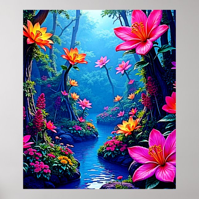 Enchanted Forest River Bloom Art Poster (Front)