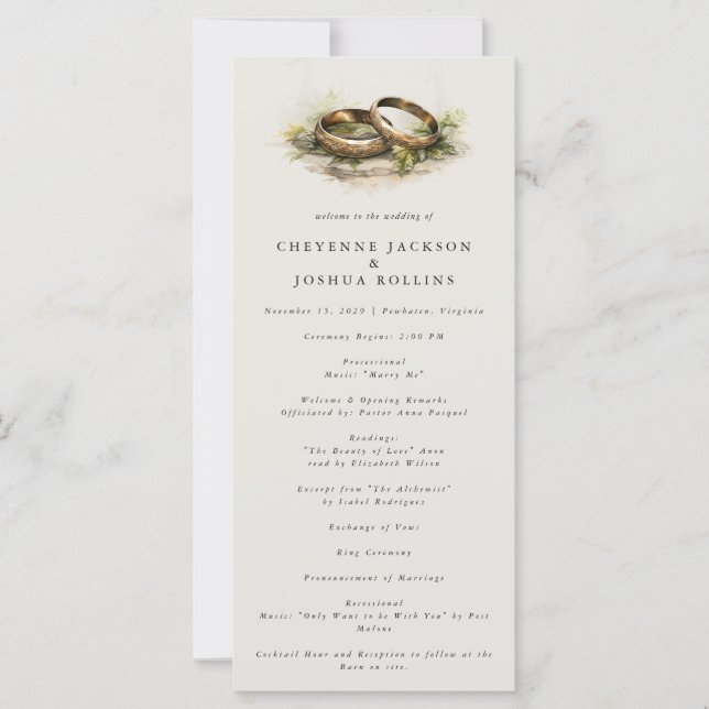 Enchanted Forest Romantic Bohemian Wedding Program (Front)