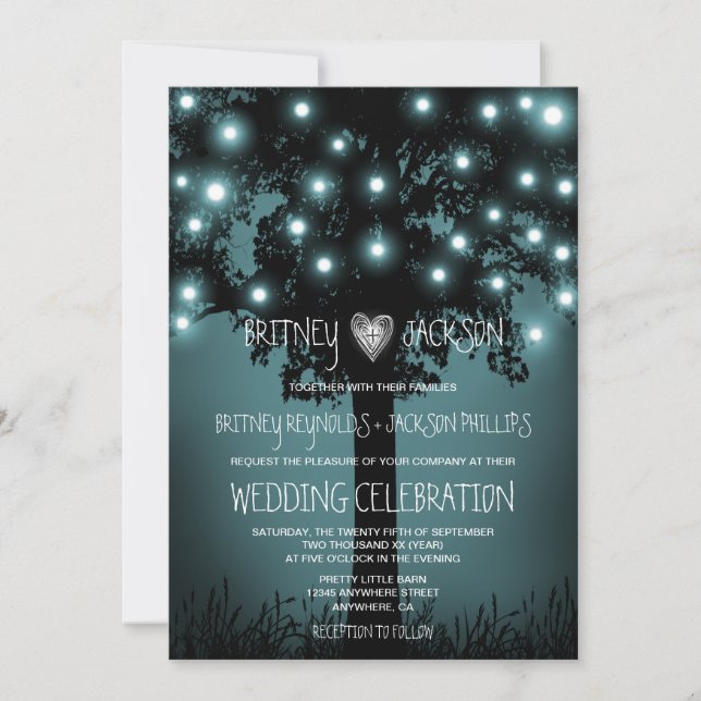 Enchanted Forest Rustic Tree Wedding Invitations (Front)