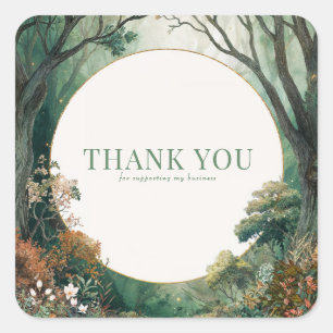 Enchanted Forest Rustic Trees Gold Glitter Square Sticker