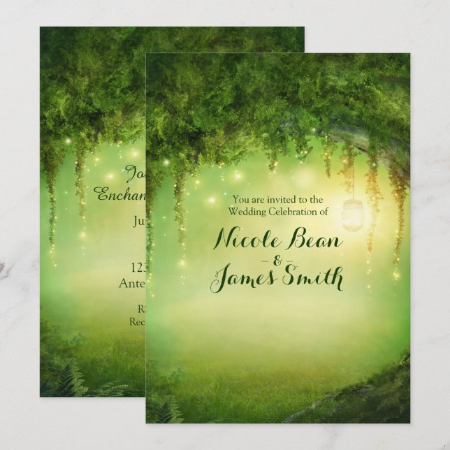 Enchanted Forest Rustic Wedding Invitations (Front/Back)