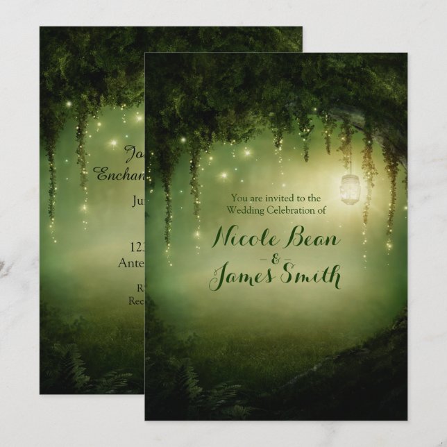 Enchanted Forest Rustic Wedding Invitations (Front/Back)