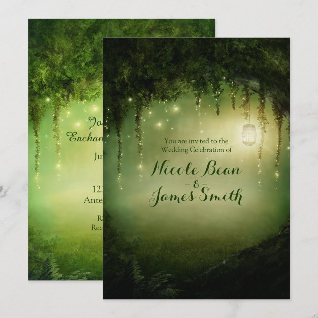 Enchanted Forest Rustic Wedding Invitations (Front/Back)