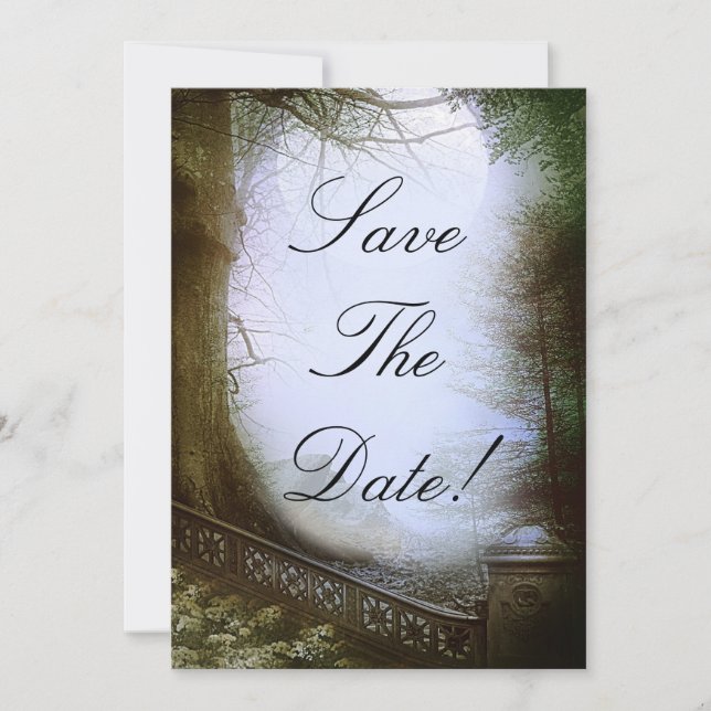 Enchanted Forest Scene Save The Date Wedding Invitation (Front)