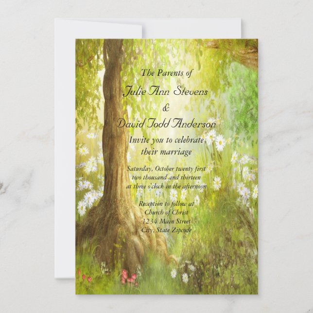 Enchanted Forest Scene Wedding Invitation (Front)