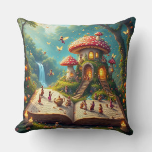 Enchanted Forest Setting With Fairies Throw Pillow