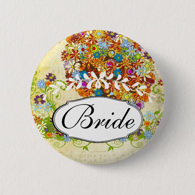 Enchanted Forest Side Branch Wedding 2 Inch Round Button (Front)