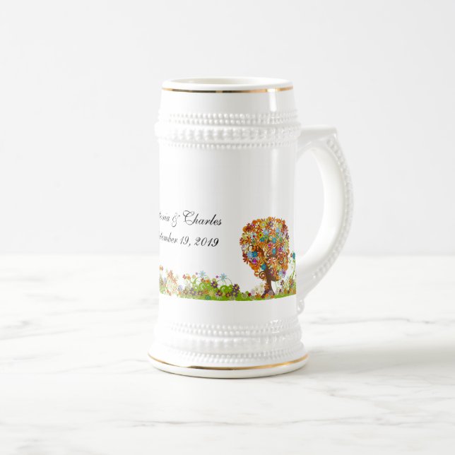 Enchanted Forest Side Branch Wedding Beer Stein (Front Right)