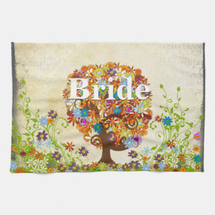 Enchanted Forest Side Branch Wedding Kitchen Towel