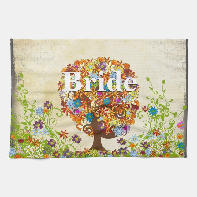 Enchanted Forest Side Branch Wedding Kitchen Towel (Horizontal)