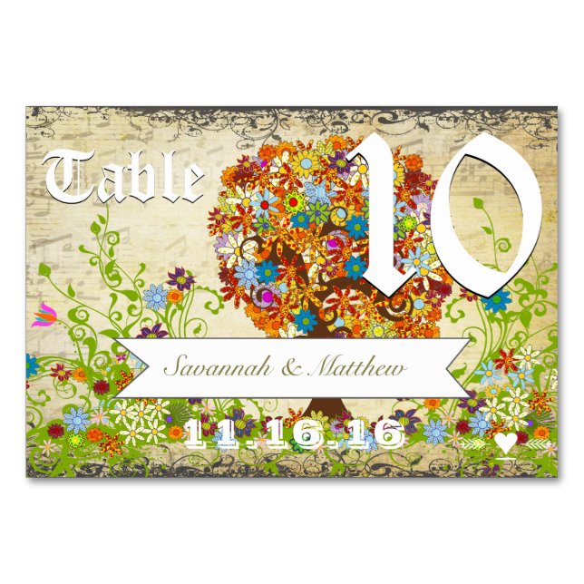 Enchanted Forest Side Branch Wedding Table Number (Back)