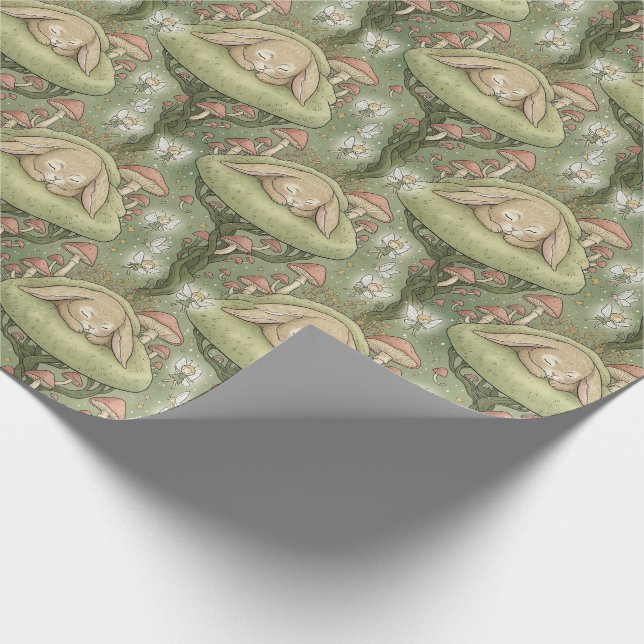 Enchanted forest sleepy bunny wrapping paper (Corner)