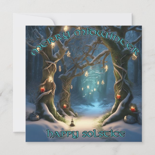 Enchanted Forest Solstice Path Greeting Print Holiday Card (Front)