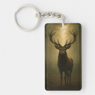 Enchanted Forest Stag – Ethereal Wildlife Art Keychain