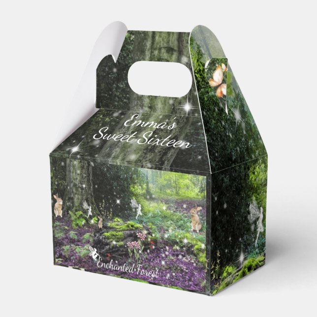 Enchanted Forest Sweet 16 Fairies Rabbits Mushroom Favor Box (Back Side)